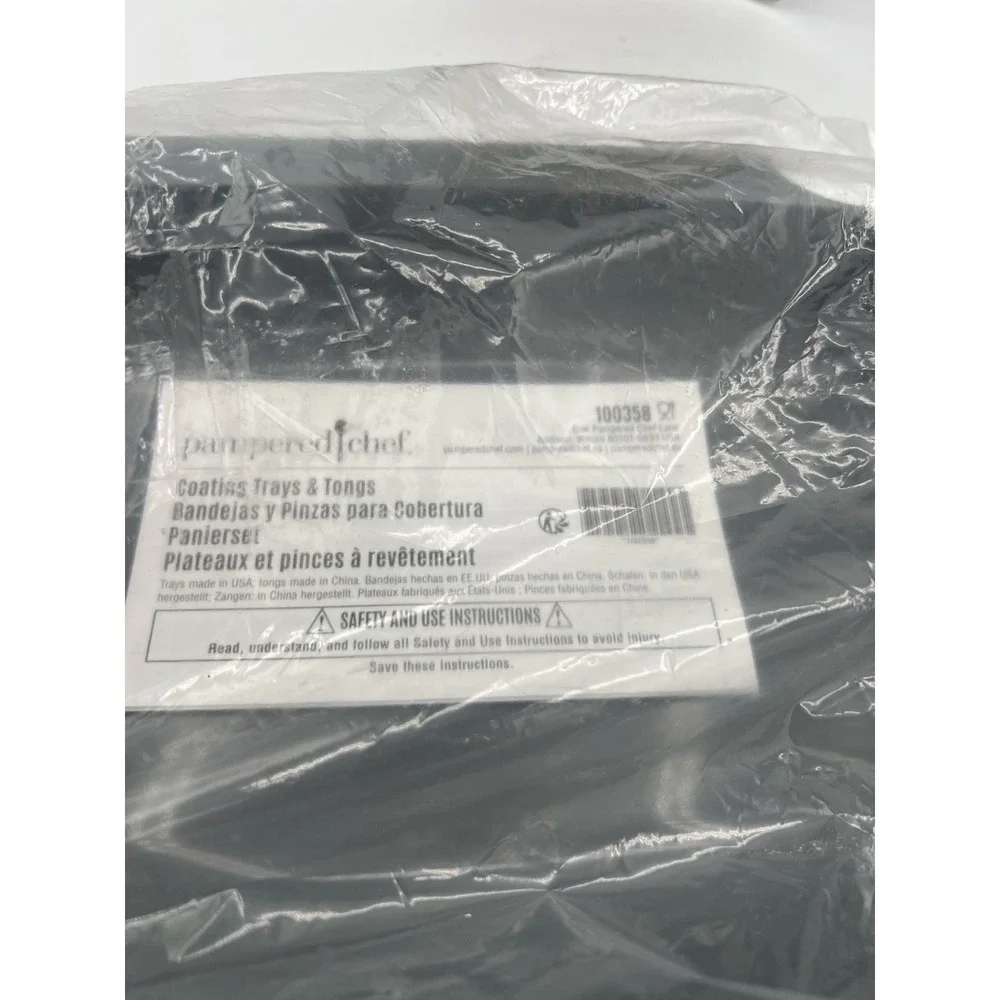 🍗 Pampered Chef Set of‎ 3 Coating Trays + Recipe Booklet • NIP 🍗